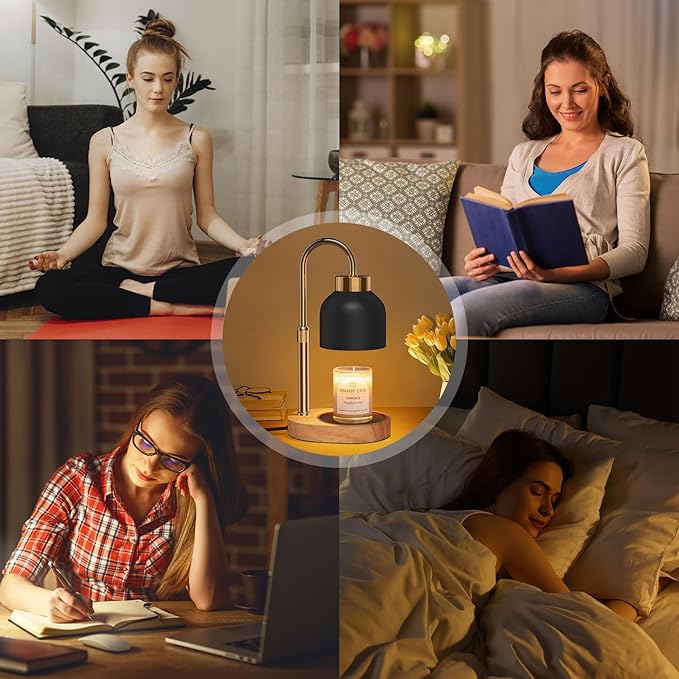 seenlast Candle Warmer Lamp with Dimmer Adjustable Height,Mothers Day Gifts,2/4/8H Timer,Vintage Home Decor for Scented Jar