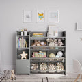 Sturdis Toy Storage Organizer with Bookshelf, Kids Playroom Organization Shelving Unit with Removable Storage Bins & Safety Anti-Tip Bracket, Gray