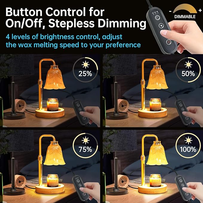 Candle Warmer Lamp with Timer Dimmable, Adjustable Height, House Warming Gifts New Home Decor, Mothers Day Birthday Gifts for Mom Women, Bedroom Decor with 2 Bulbs (Petals Holiday)