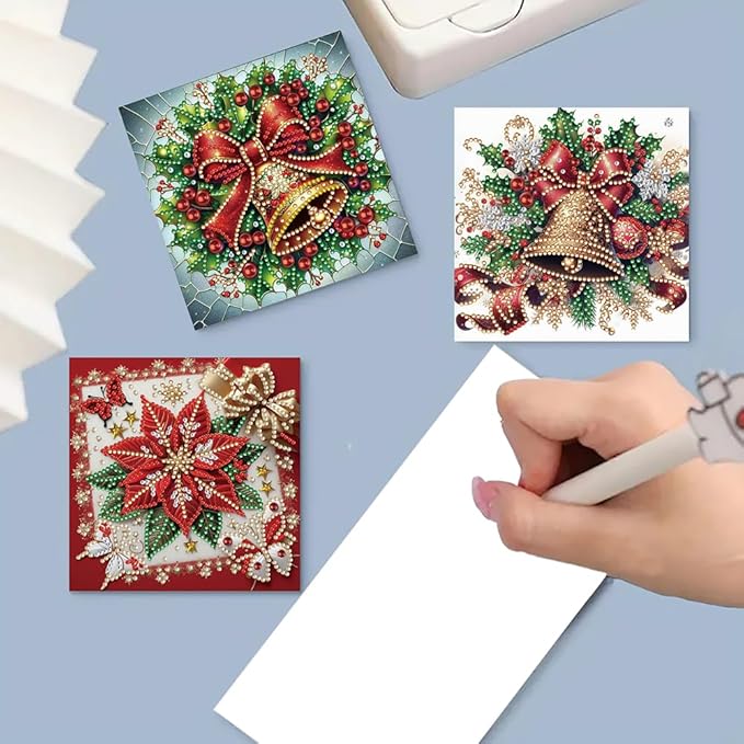 6PCS Xmas Atmosphere DIY Art Greeting Cards Congratulations Cards for Home Wall Decor and Office Display Perfect DIY Craft Gift for Adults and Kids