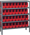 Quantum Storage Systems 1839-203RD Store More Steel Shelving Unit with 6' Shelf Bins, 18' D x 36' W x 39' H, Red