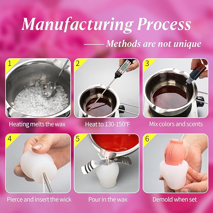 2Pcs Tulip Silicone Candle Flower Wax Mold Silicone for Candles Resin Making Molds Moldes De Silicona para Hacer Velas Artesanales De Silicona,for Making Mothers Day Gifts for Mom Daughter