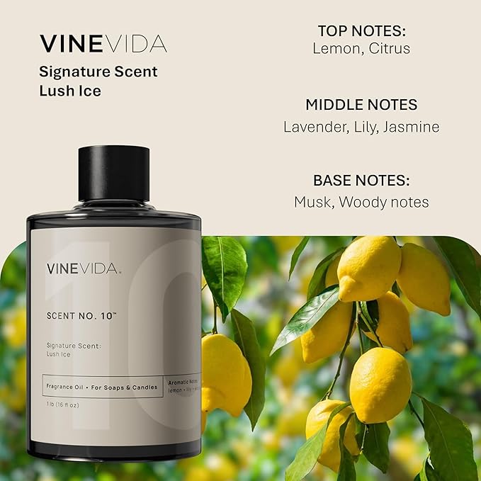 VINEVIDA Lush Ice - 16oz Fragrance Oil for Candle Making - Natural Candle Scents - Made in USA