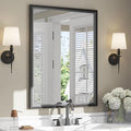 USHOWER Black Bathroom Mirrors for Over Sink 30x40 Inch, Metal Framed Rectangle Vanity Mirror for Wall, Bedroom, Living Room, Entryway, Farmhouse, Anti-Rust, HD Tempered Glass, Horizontal/Vertical