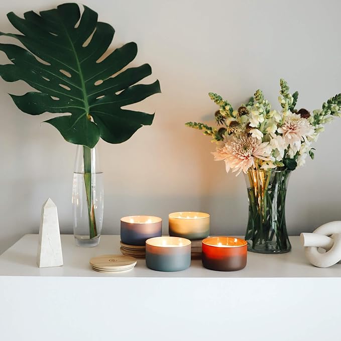 Calyan Wax Co. Mahogany & Cashmere 3 Wick Scented Candle - 30 Hour Burn - Luxury 3 Wick Soy Candles - Non Toxic Soy Wax Candles - Long Lasting Large Glass Jar Candle for Home - 8oz