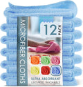 Hearth & Harbor Microfiber Cleaning Cloth, Microfiber Towels for Cars 12 Pack Washcloths, Blue Cleaning Rags, Reusable Microfiber Towel, Microfiber Cloth Rags, 12''x12'', (V-HH-Cloth-M-12-Blu)