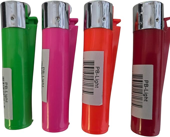 Lighter Design Pill Box Stash Can Storage Container - Strikes Like A Real Lighter!, Assorted Colors, 4ct, PBLIGHT
