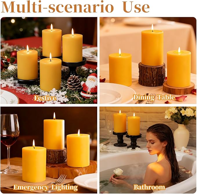 1 Packs 3" x 4" Natural Beeswax Pillar Candles,60 Hours Long Burning Emergency Candles 100% Pure Beeswax Candle,Blessed Bees Wax Candles for Home Room Paryer Parties,Smokeless & Dripless
