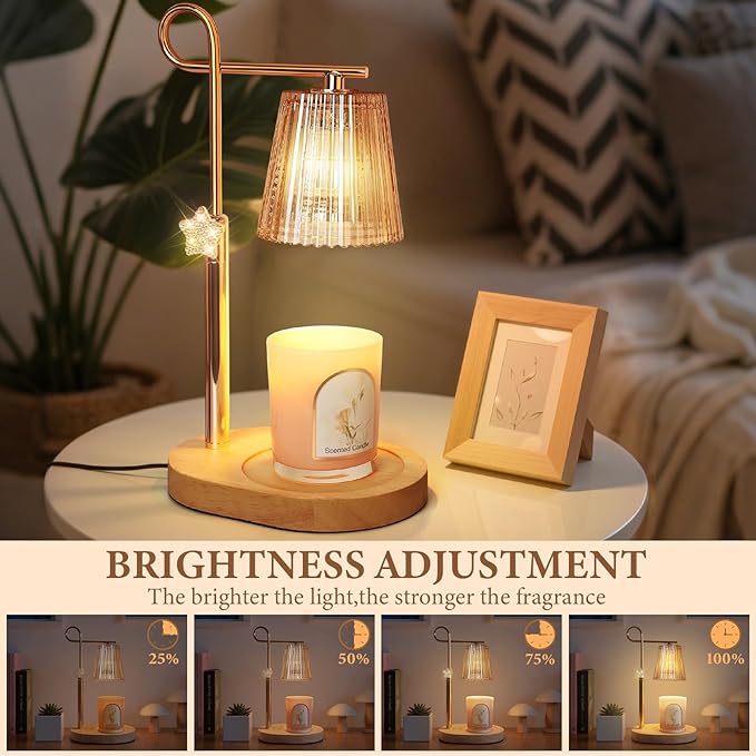 SHARE&CARE Candle Warmer Lamp - Valentine's Festive Metal Wax Melter with Timer & 4 Dimming Modes, Gift-Ready for Women, Christmas, Birthday, Women Gift for Mom, Wife,Her (Gold-St)
