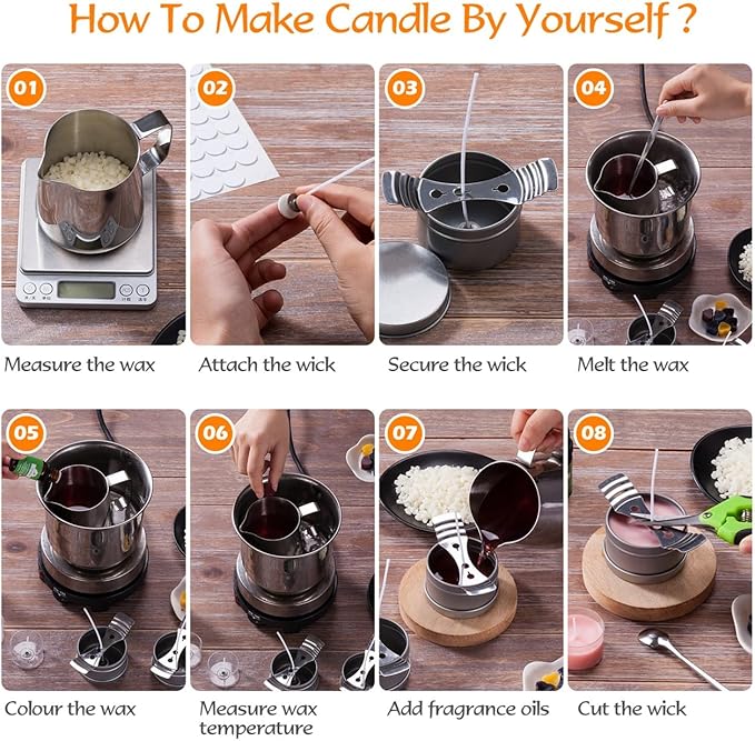 Omana Candle Making Kit for Adult Beginners Make Your Own Candles with DIY Starter Set Premium Soy Wax Maker All in Pack Easy Supplies Accessories Guide Aromatherapy Gift