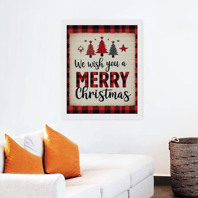 AIVKIEJK Diamond Painting Kits for Adults - Merry Christmas Welcome Painting DIY 5D Full Drill Diamond Dots Paintings with Diamonds Gem Art and Crafts Home Decor 16"x20"