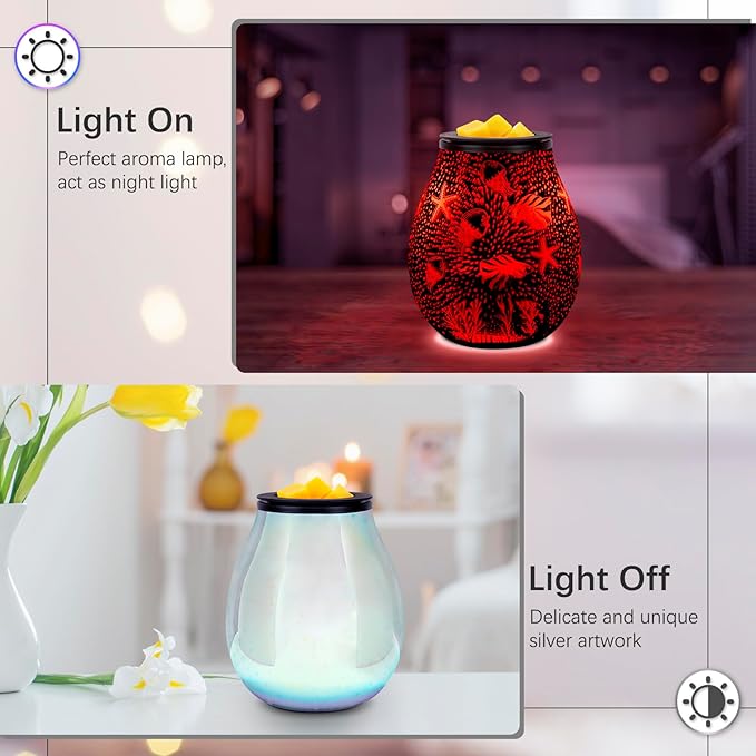 EQUSUPRO Wax Melt Warmer Wax Melter Wax Burner for Scented Wax Melts Electric Fragrance Warmer for Wax Cubes & Tarts, Vivid 3D Design 7 Colors LED Light Gift & Decor for Home Office (3D Sea)