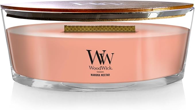 WoodWick Manuka Nectar Scented Ellipse Candle, Crackles as it Burns, Up to 50 hrs Burn time, Great for Gifting, 16oz