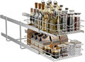 2 Tier Pull Out Cabinet Organizer,(11½"W x 22" D) Soft Close Slide Out Drawer For Kitchen Base Cabinet, Individual Pull Out Shelf, Roll Out Pantry Organization, 22 Inch Deep