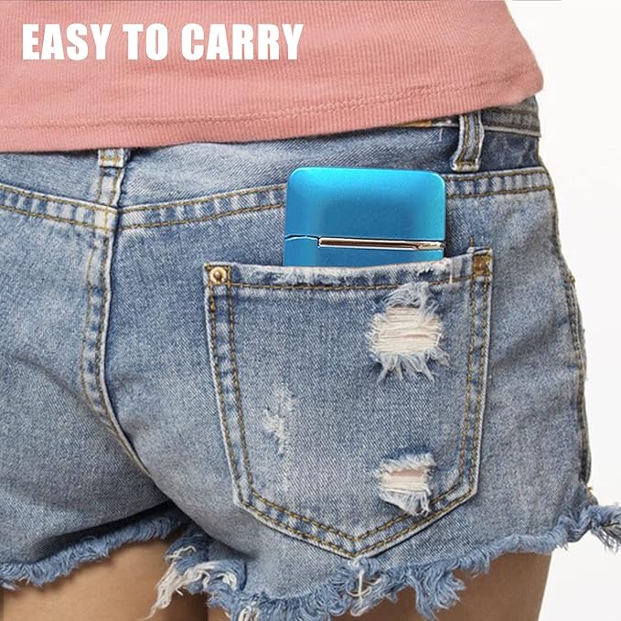 2 Pack Mini Butane Lighter, Double Jet Torch Lighter with Visible Window, Refillable and Adjustable Pocket Lighter, Great Little Gift for Men and Women, Black and Blue (Without Gas)