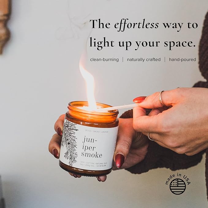 Broken Top Juniper Smoke Pure Soy Candle | 9 oz. | Wood, Smoke & Juniper 50-Hour Burn Time. Natural Cotton Wick, Vegan, No Parabens, No Phthalates