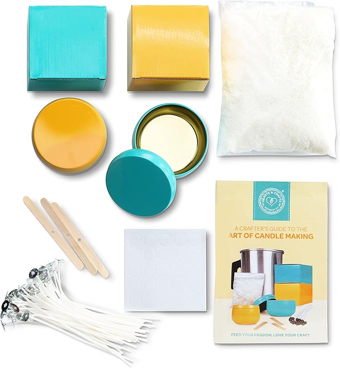 Hearts & Crafts DIY Complete Soy Wax Candle Making Kit - 1lb Soy Candle Wax and All Candle Making Supplies Included and Candle Jars - Complete DIY Candle Making Kit for Adults, Kids, & Beginners