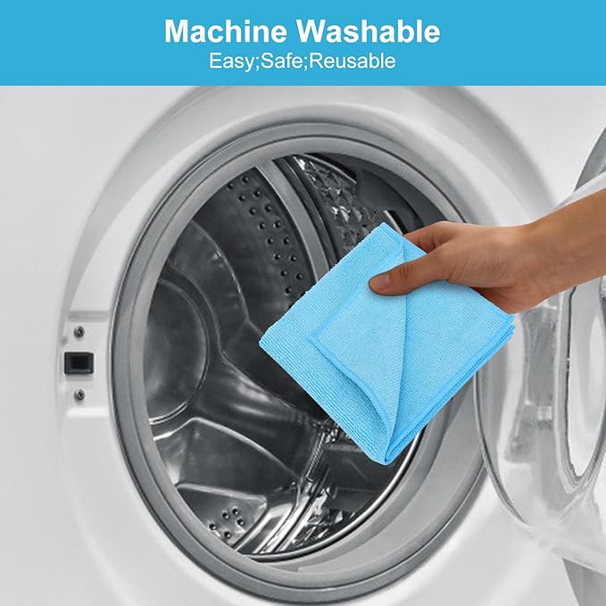 BeiLan Microfiber Cleaning Cloth: 24 Pack Cleaning Towels with 5 Color Assorted - 12"x12" All-Purpose Microfiber Clothes for Home/Kitchen/Car/Window/Glass