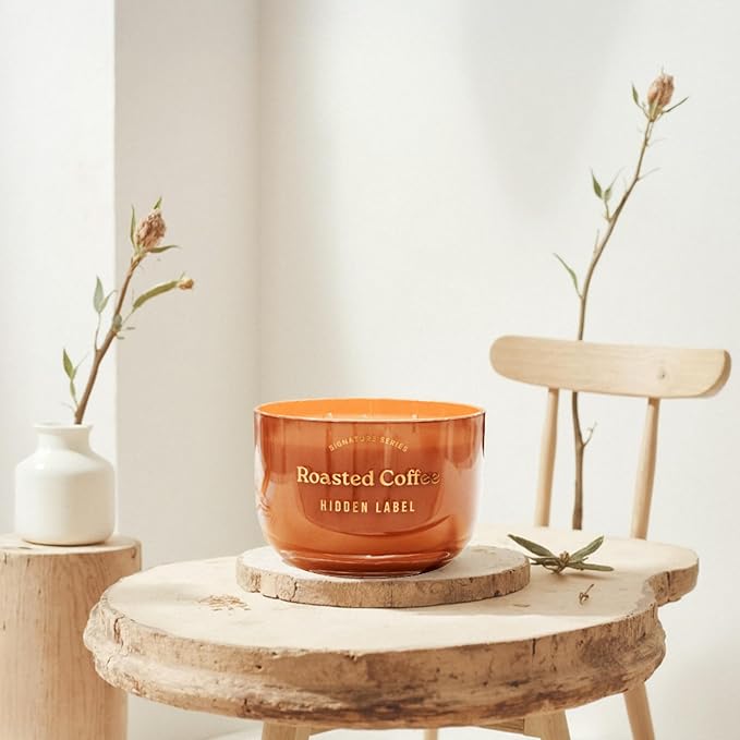 Roasted Coffee Scented Candle, 18oz Natural Soy Wax Non Toxic, 3-Wick Large Candles for Home, 75 Hours Burn Time, Strong Cold & Hot Throw, Coffee Lover Gift, Kitchen & Office, Long Lasting Aroma
