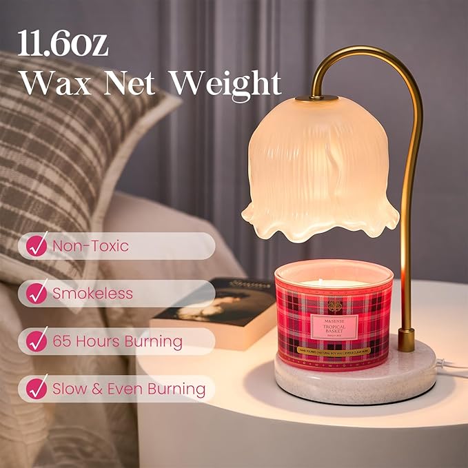 M&SENSE Plaid Pattern 3 Wick Soy Candles,11.64 oz Large Tropical Basket Scent Candle for Relaxation, Gifting, Home Décor | for Bedroom, Office, Party