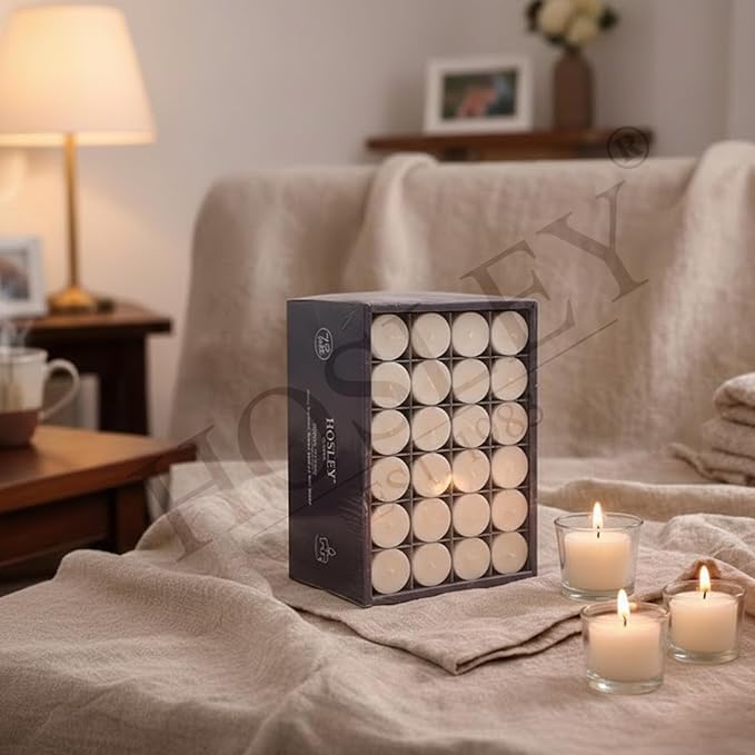 Hosley Unscented White Votive Candles, 72-Pack – Clean-Burning, Long-Lasting 10-12 Hour Burn – Ideal for Weddings, Home Décor, Spa, Events – Bulk Value for Versatile Use