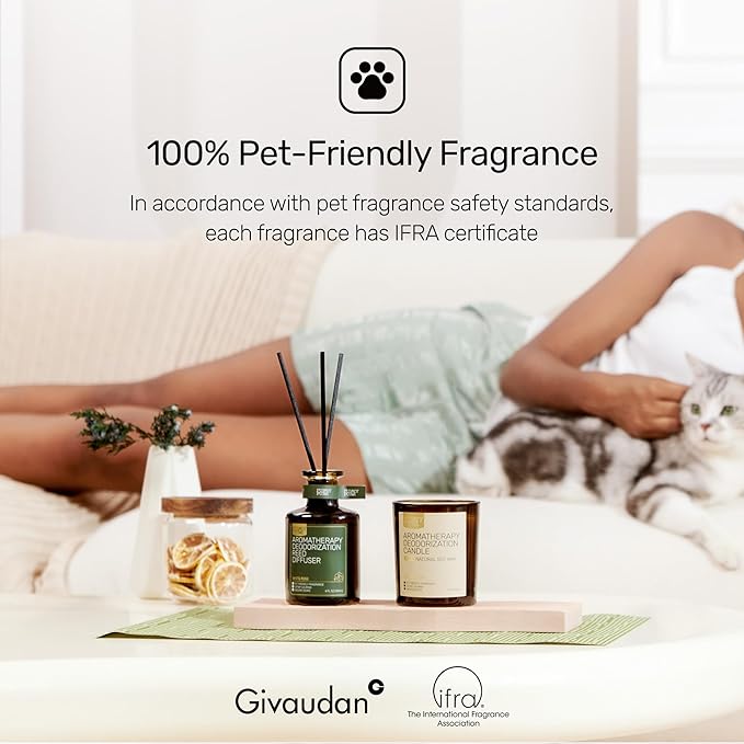 Odor Eliminating Candle, Lavender Cedar Scented Candle, Pet-Friendly Soy Candles, 60 Hours, 7 oz