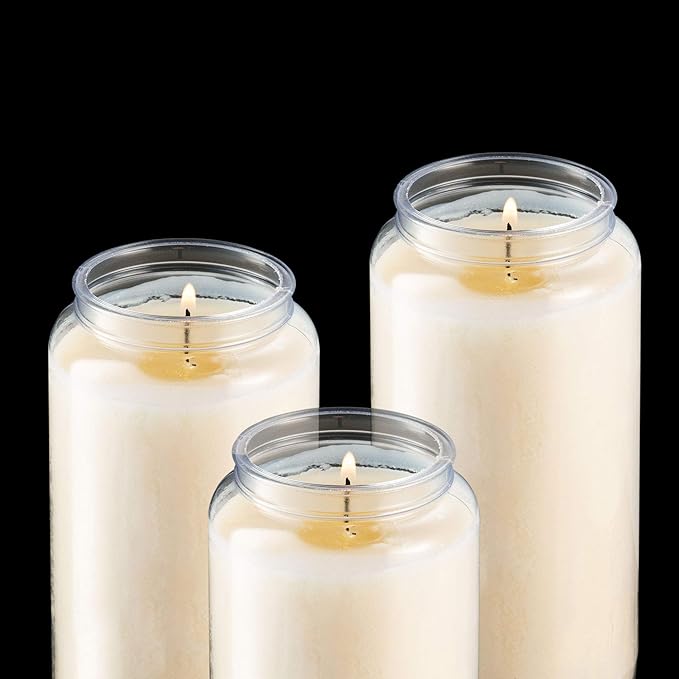 Tribello 6 Day Candles, 9 Pack | 6” White Pillar Candles for Memorial, Religious Ceremony, Party Decor, Emergency Survival | Unscented Slow Burning 100% Vegetable Wax in Plastic Jar Container