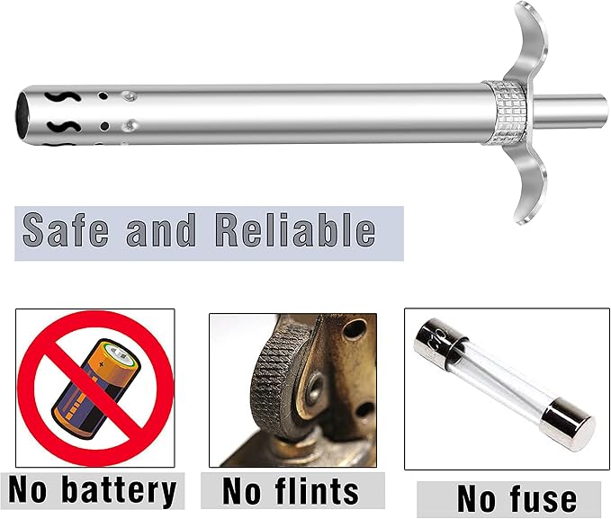 Easy Grip Premium Waterproof Stainless Steel Matt Finish Regular Gas Lighter for Gas Stove, Restaurants & Kitchen Use - Silver Matte