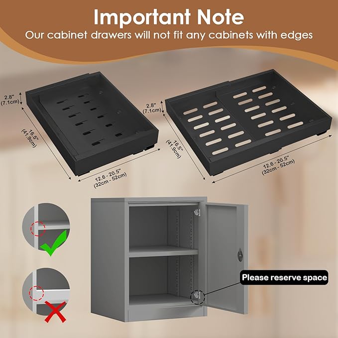 THMINS 2 Pack Expandable Pull Out Cabinet Organizer, 16" Deep Expandable (12.6" - 20.5") 3 Heavy Duty Slide Drawers Pull Out Drawers for Kitchen Storage Cabinet (Black)