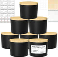 SUPMIND 12oz Candle Jars for Making Candles, 8 Pack Large Black Glass Empty Candle Jars with Bamboo Lids and Wick Kit, Multiple Wicks Wide Mouth Candle Container Bulk, Ideal for Candle Business