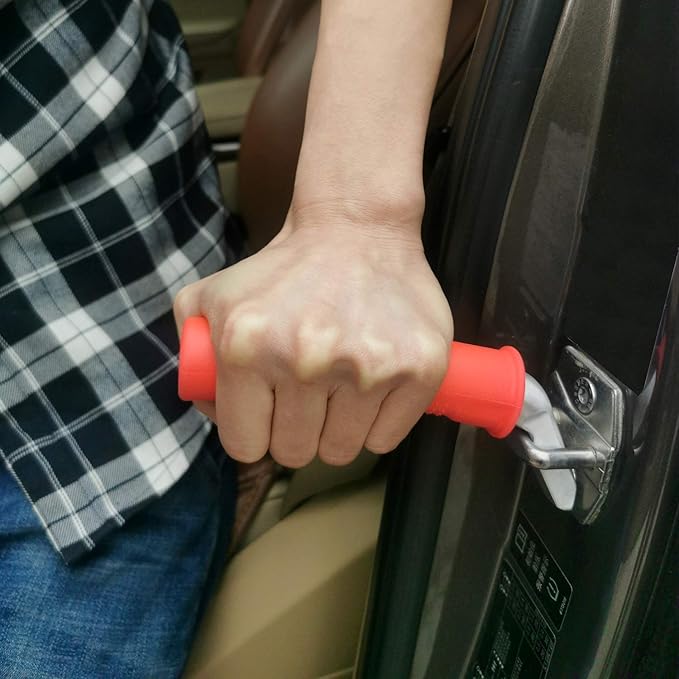 Valorcielo Auto Cane Portable Vehicle Support Handle, Car Door Assist Bar, Supports up to 300 Pounds, Car Door Handle for Elderly (Red)