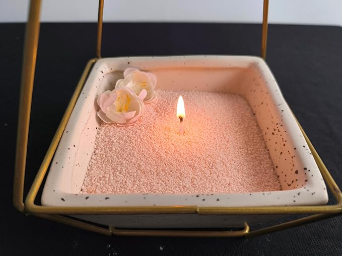 DRMAISON Pearled Candle Wax Sand DIY Kit - 17.6 oz, Cream Pink, Non-Toxic&Smoke-Free, Refillable with 30 Wicks, Long-Lasting Flame, Highly Customizable for Wedding, Party&Holiday Decor