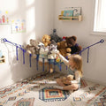 YKBU Stuffed Animals Hammock Corner Hanging Net for Macrame Stuffed Animal Storage Plush Toy Holder Toy Organizer for Boho Nursery Playroom Bedroom Kids Room Decor (blue, Large)
