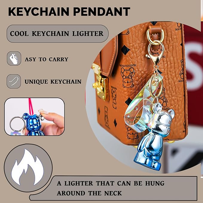Cute Animal Soft Flame Lighter Cool Creative Design Lighters Butane Refill，Kawaii Cartoon Lighter Accessories，Unique Keychain Lighters for Women Birthday Candles BBQ (Without Butane Gas） (14)