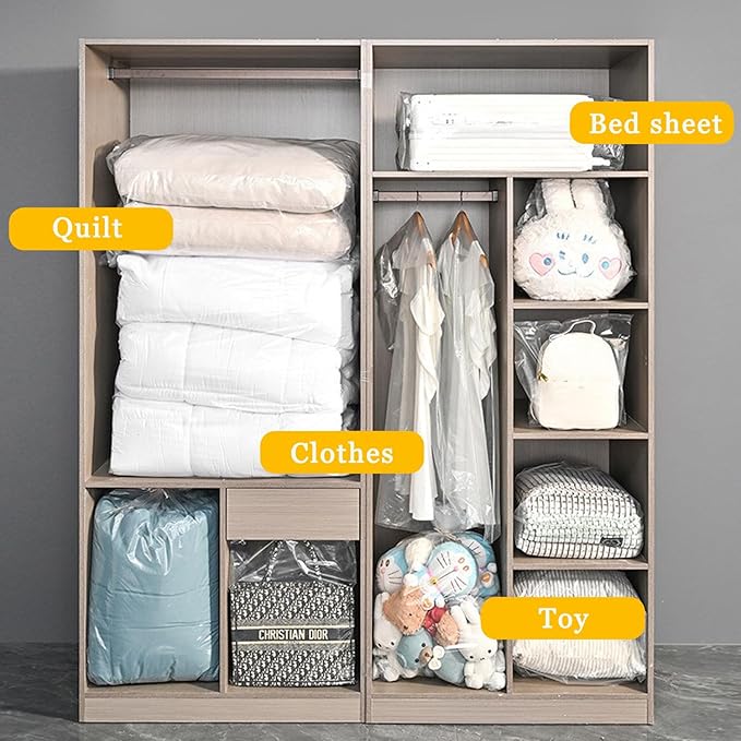 8 Pcs 45x65 inches Extra Large Clear Plastic Bags Perfect for Car Seat, Luggage, Suitcase, Stroller, Chair, Kids Bike and Furniture Storage (2 Mil Flat Bags, Include 8 Ties)