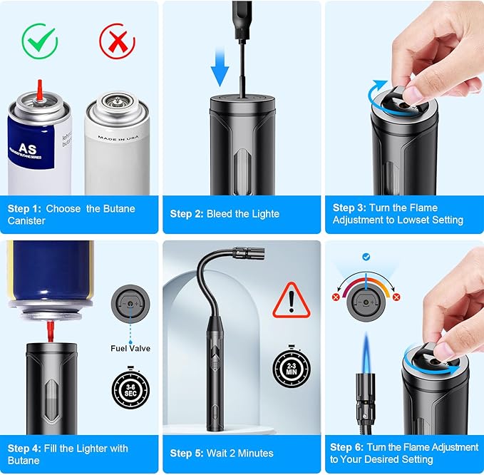 TOPKAY Torch Lighter Refillable Butane Lighter Long Flexible Neck Multipurpose Lighter for Candles Grill BBQ Fireplaces Kitchen Camping (No Prefilled)