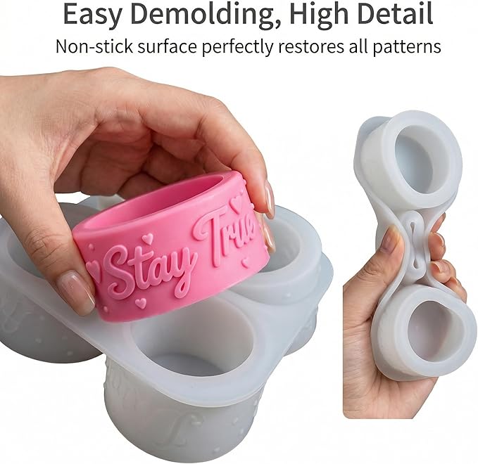 4-Cavity Silicone Candle Mold, Embossed Candle Holder Mold with English Words, Hand Gestures & Polka Dots for DIY Pillar Candles, Resin, Soap, Plaster - Make Elegant Home Decor（5524）