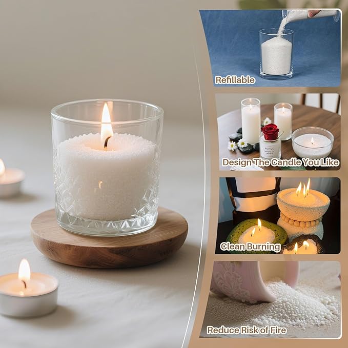 Sukh Sand Candles and Wicks - 450G(0.99lb) White Candle Sand with Wick Refillable Candle Wax for Weddings, Dating, Halloween, Christmas