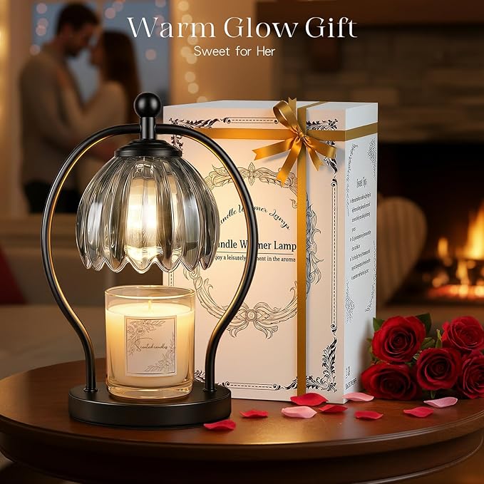 Candle Warmer Lamp, Dimmable Candle Warmer with Timer, Black Vintage Candles Wax Warmers for Jar Candles Christmas Birthday Gifts for Women Mom, New Home Decor for Bedroom Living Room