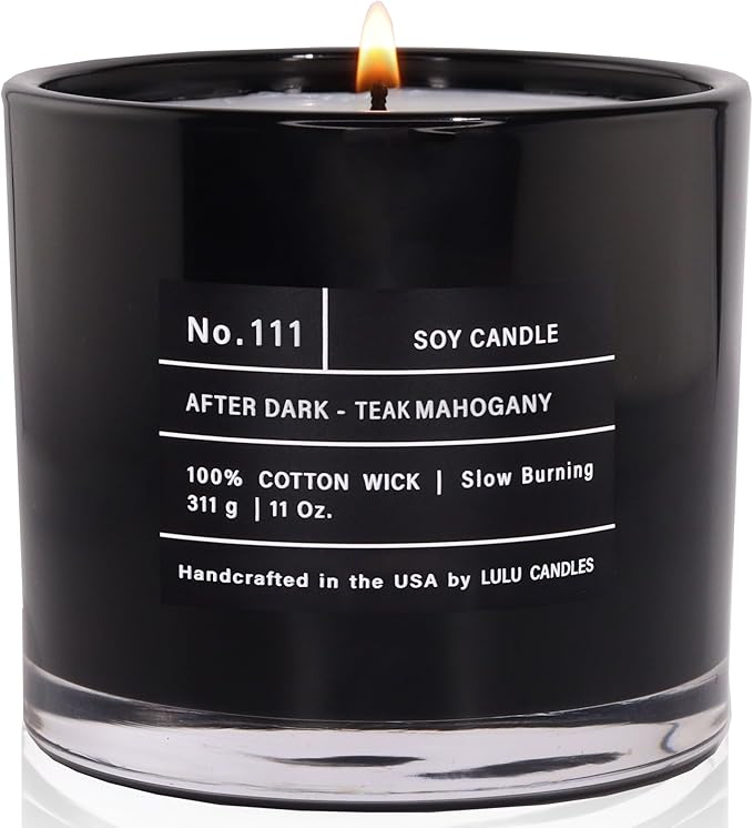 Lulu Candles | After Dark - Mahogany Teak | Smells Sexy & Mysterious | Luxury Scented Soy Jar Candle | Hand Poured in The USA | Highly Scented Long Lasting (11 Oz.)