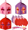Simgoing 12 Sets Religious Valentine's Day Crafts with LED Candlelight Valentine's Day Cross Tissue Paper Crafts Kits DIY Cross Suncatchers Lanterns Hanging for Sunday School Christian Decoration
