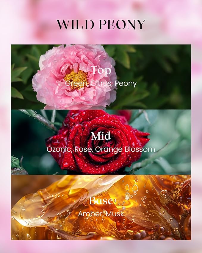 M&SENSE Wild Peony Floral Soy Candles, Vegan Subtle Scented 8.1oz 42-Hour Long Lasting, Non Toxic Candle for Bathtub Date Night Romance, Winter Home Fragrance Gifts for Women