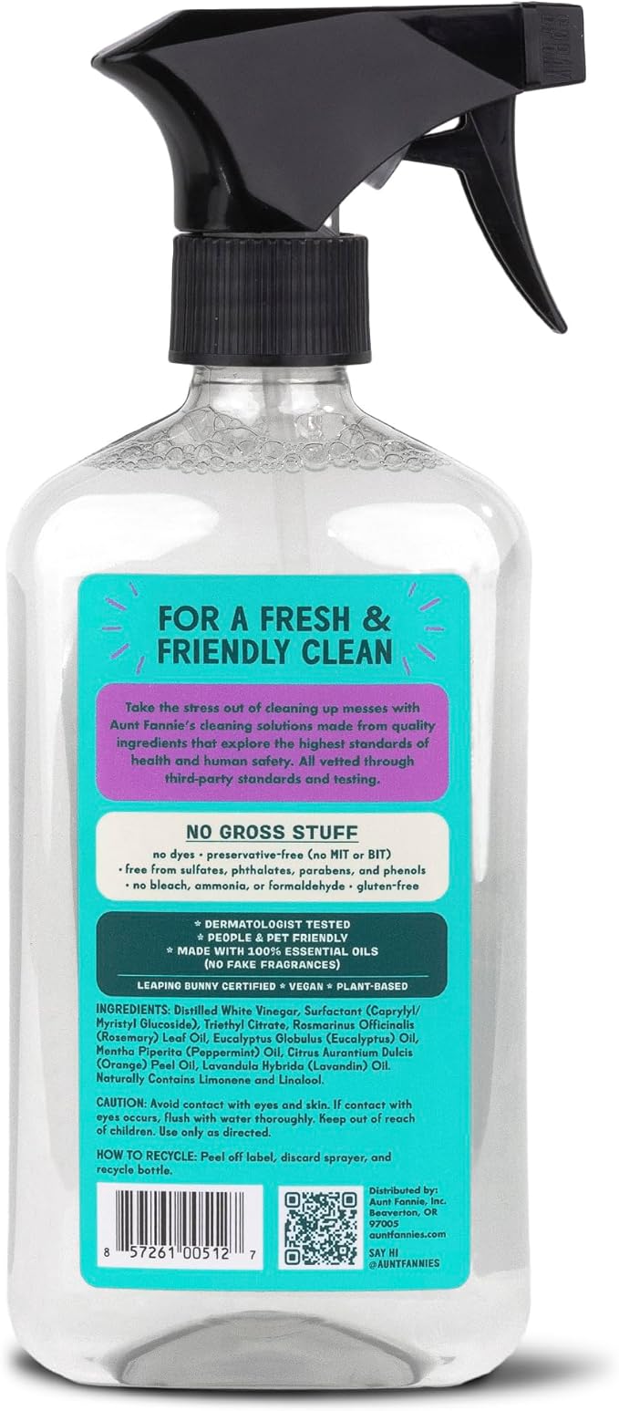 Aunt Fannie's All Purpose Household Cleaner, Multi-surface Spray, Powered by Vinegar for Kitchen, Bath, Windows and Countertops, Lavender Scent (Pack of 6)