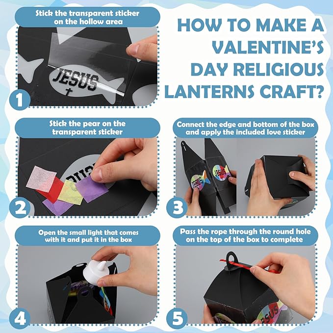 Simgoing 12 Sets Religious Fish Crafts with LED Candle Light Sunday School Crafts DIY Faith Jesus Fish Tissue Paper Kits Religious Hanging Ornament for Church VBS Classroom Activities