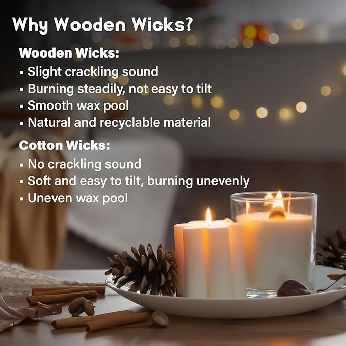 MAQIHAN 100 Wood Wicks for Candles Making - Smokeless Wooden Candle Wicks Crackling Candle Wax Wood Wick mechas para velas de cera Candle Making Wicks for Paraffin Candle Soy Wax Candlemaking(50 Sets)