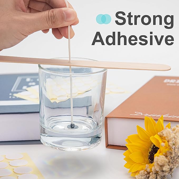 2400PCS Candle Wicks for Candle Making, Candle Wick Stickers, Heat Resistance Double-Sided Stickers with The Little ”Tail “, Stickers for Candle Making