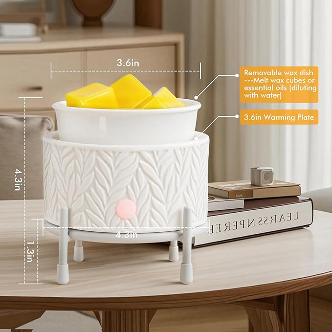 EQUSUPRO Ceramic Candle Wax Melt Warmer - Electric Wax Melt Burner with Iron Stand for Scented Wax Melts 4-in-1 Fragrance Wax Melter for Home Office Decor & Gift (Iron Stand)