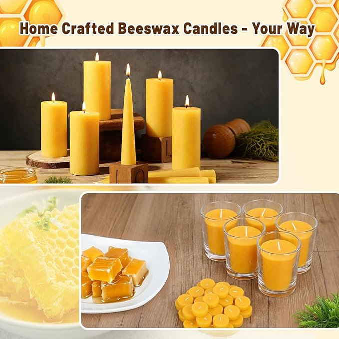 Beeswax Candle Making Supplies, 4LB Beeswax Candle Making Kit with Digital Wax Melter Pot, 100% Organic Beeswax Pellets, All-in-One DIY Bees Wax for Candle Making, Lip Balm, Lotion, Soap Making