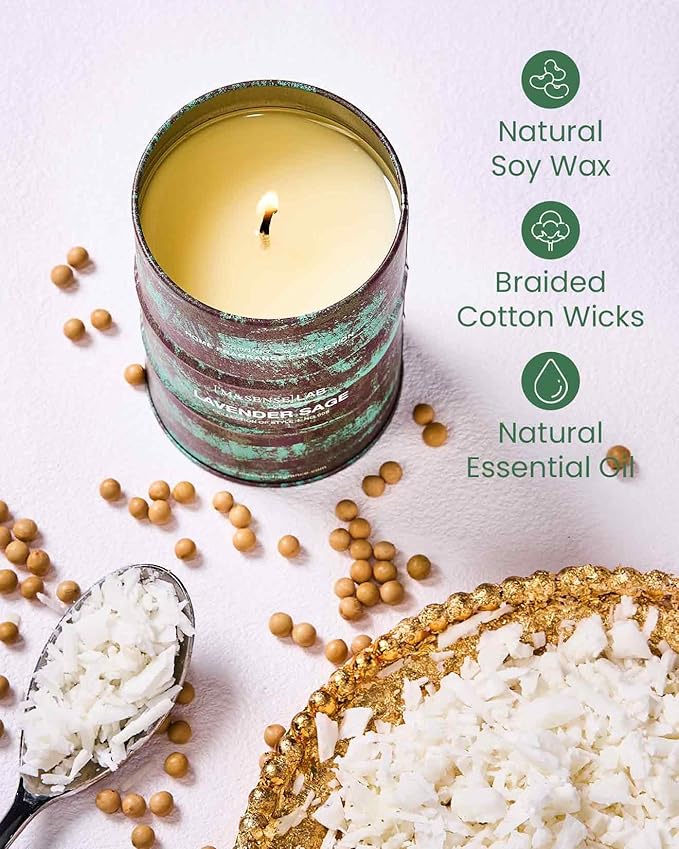 M&SENSE Spring Candle,Lavender Sage Scented Candles Natural Non Toxic, Aromatherapy Candle for Stress Relief Meditation Relaxing, Housewarming Gifts for Women Men, 11.3oz