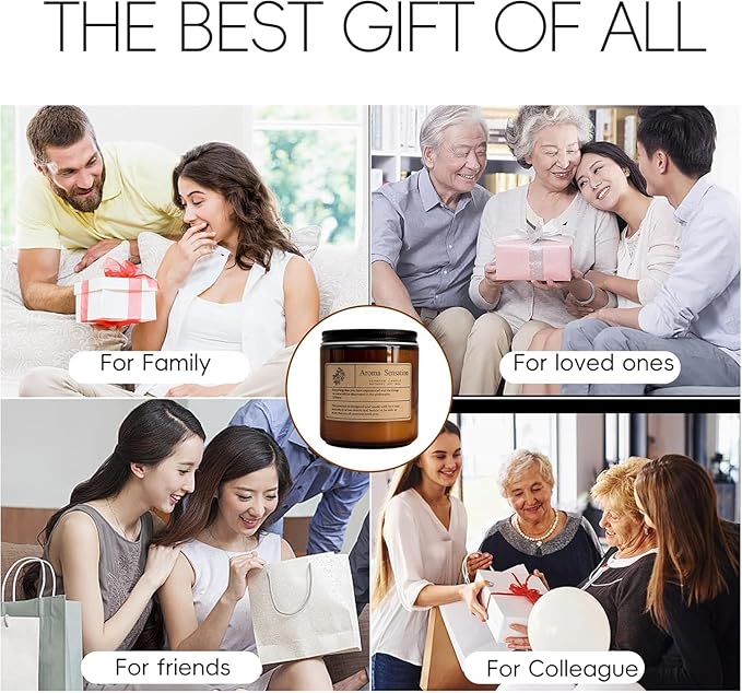 Organic Smoked Rosewood Candles - Non Toxic Soy Candles for Home, Stress Relief & Meditation (7oz)